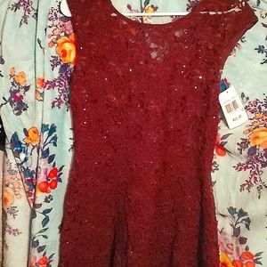 Burgundy A-line sparkle dress
